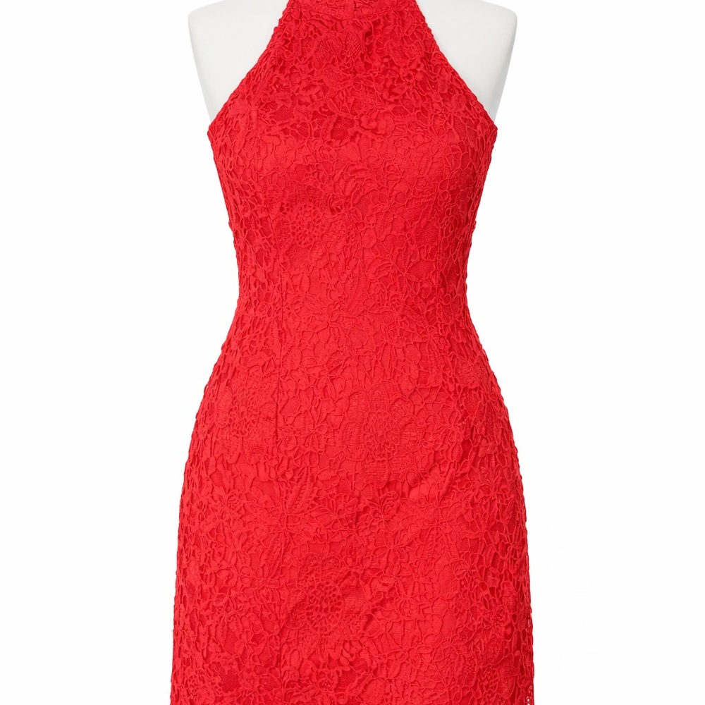 SHEIN Red Lace Halter Mini Dress XL